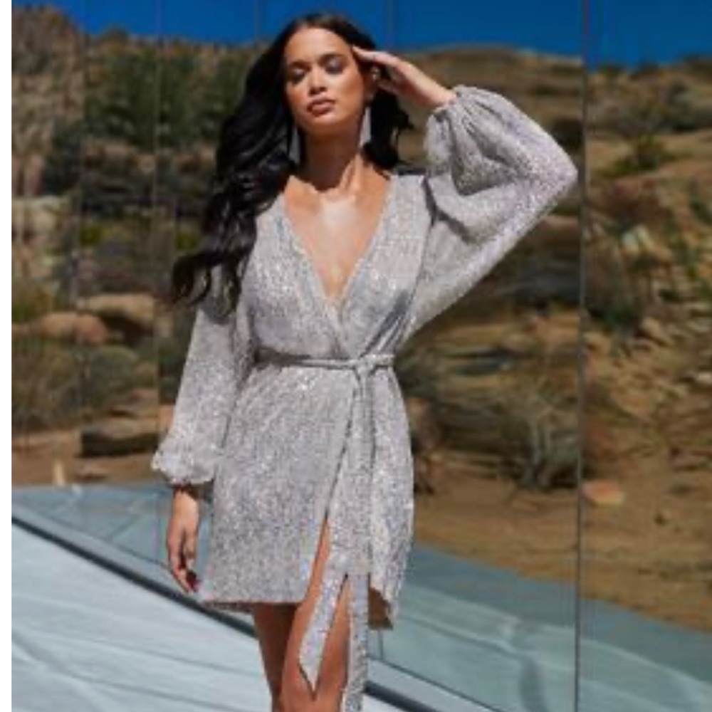 Silver wrap dress